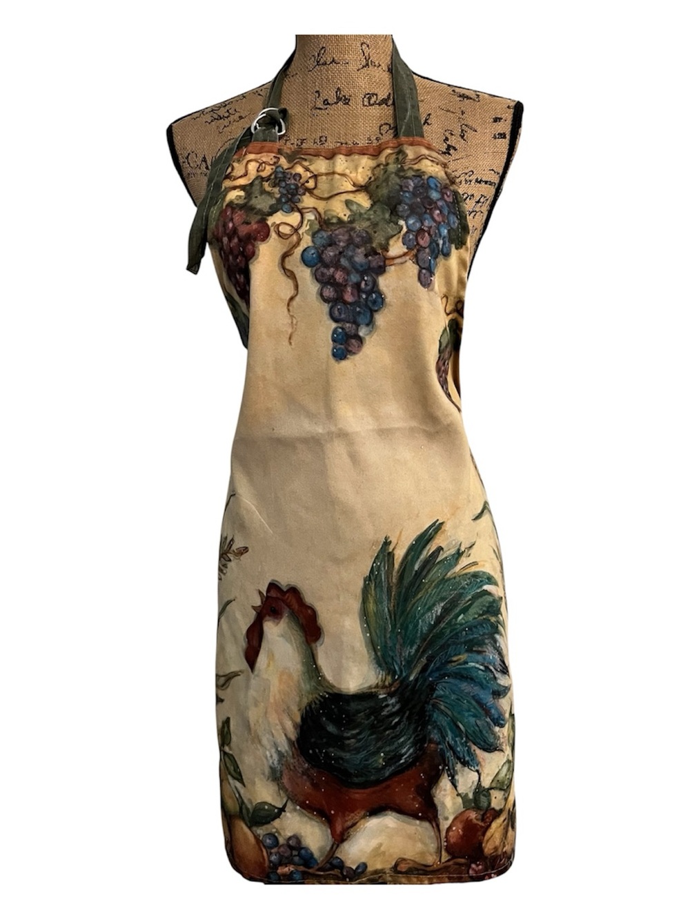 Apron-  Artist’s Gallery Kay Dee Designs
Rooster Grapes OSFM